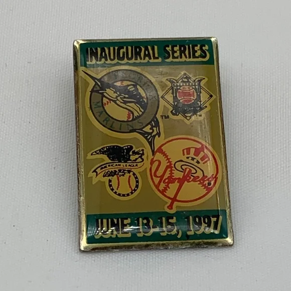Vintage 1997 Marlins Yankees Inaugural Series Play Offs Lapel Pin - Picture 1 of 8